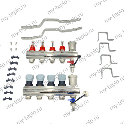 Коллектор в сборе для теплого пола c расходомерами 1